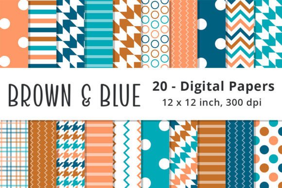 Download Blue and Brown Digital Paper Backgrounds - Brown Collection
