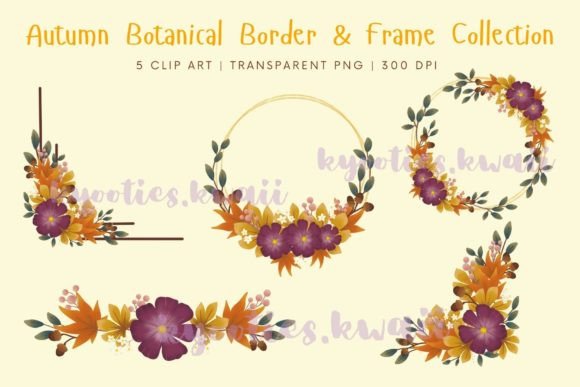 Download Autumn Botanical Border Illustration - Botanical border Collection