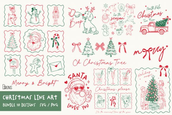 Download Christmas Svg Png Line Art Bundle - Christmas svg Collection