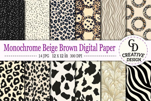 Download Monochrome Beige Brown Digital Paper - Brown Collection