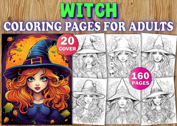 Download 160 Witch Coloring Pages for Adults KDP - Witch coloring Collection